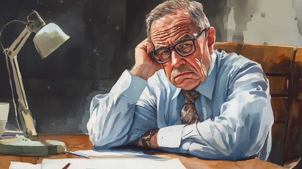 Ageism older executive at desk